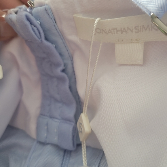 Jonathan Simkhai Light Blue Herringbone Bustier Style Blouse NWT - Picture 11 of 15